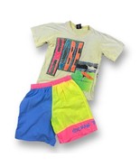 Vintage 90s OP Hobie Neon Surf Beach Cool  USA T-shirt Youth L/XL Shorts... - £30.96 GBP