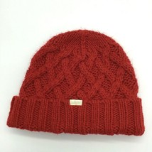 HOLLISTER Beanie Hat Tag Ski Cable Knit Cuff Red Unisex Womens One Size Acrylic  - £15.78 GBP