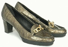 Stuart Weitzman Women&#39;s Duplicate Otter Sioux Croco Patent Pump Shoes 9.5 - £111.80 GBP