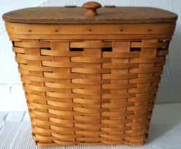 Longaberger Vintage 1994 Classic Mail Basket Attached Wood Lid Farmhouse Lodge - $98.97