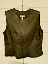 Amanda Smith Women&#39;s Size 14 100% Leather Full Zip Black Vest - £23.22 GBP
