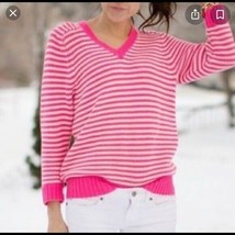 J crew hot pink striped sweater - £28.16 GBP