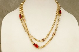 Costume Jewelry COLDWATER CREEK Red Rhinestone Link Statement Necklace - £19.43 GBP