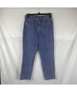 American Eagle Jeans Womens 8 Long Mom Jean High Waisted Med Wash White ... - $265.79 MXN
