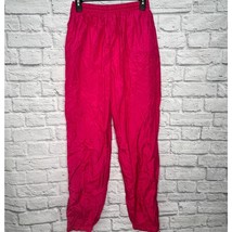 Vintage Casual Isle Windbreaker Pants Womens Size L Hot Pink Nylon Lined Running - £18.46 GBP