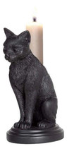 Mystical Wicca Gothic Black Cat Faust&#39;s Feline Familiar Candle Holder Figurine - £23.94 GBP