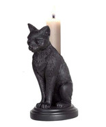 Mystical Wicca Gothic Black Cat Faust's Feline Familiar Candle Holder Figurine - $29.99