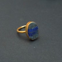 hamdmade style lapis lazuli stone fashion ring, handmade gold plated stacking fa - £7.99 GBP