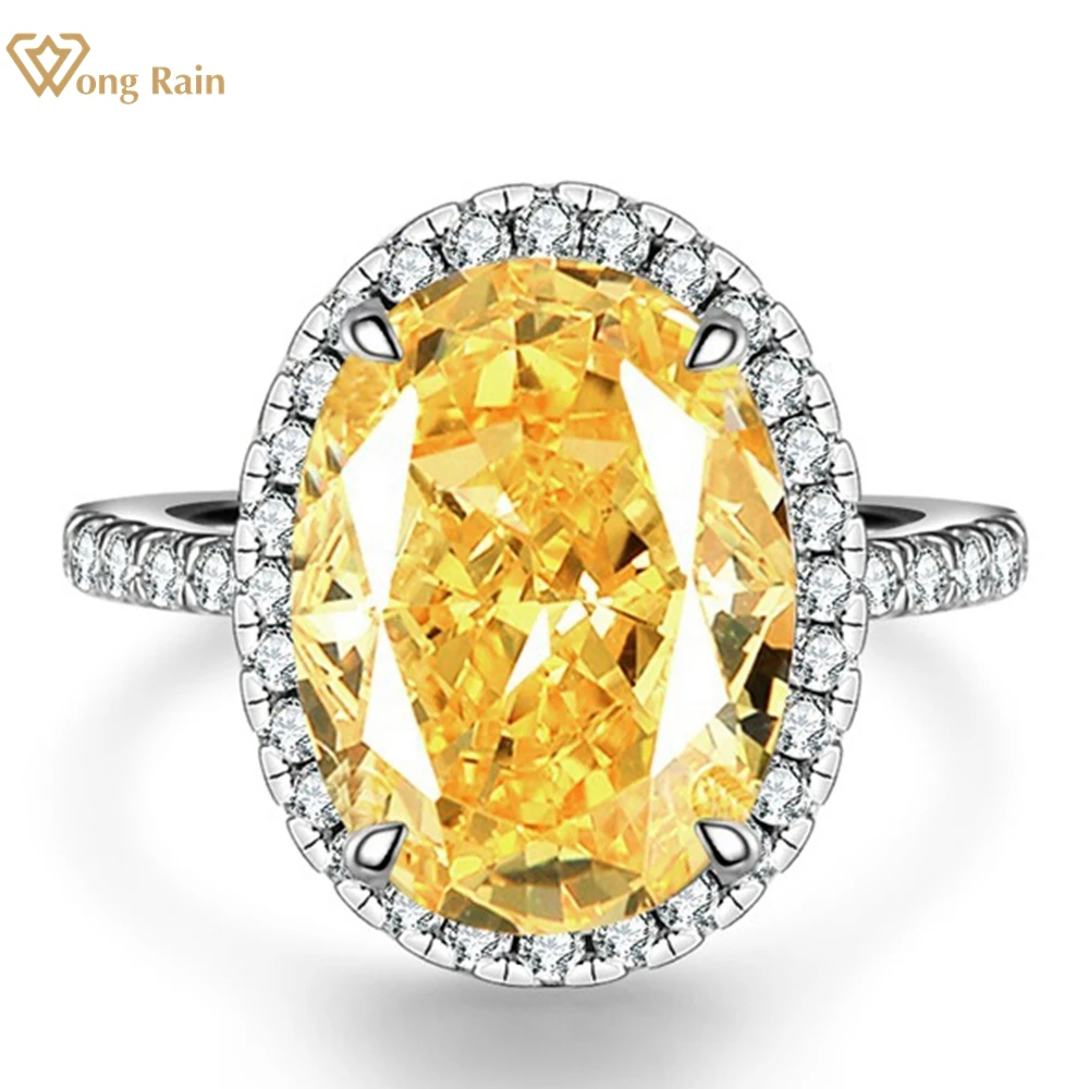 18K Gold Plated 925 Sterling Silver Oval Cut 10CT Citrine High Carbon Diamond Ge - £43.71 GBP