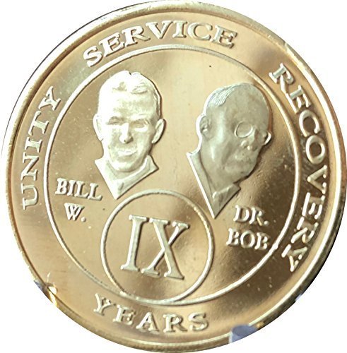 6 Year Founders AA Medallion Gold Plated Bill & Doctor Bob Serenity Prayer Chip