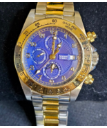 Stauer Automatic Watch Mens 39mm Two Tone Blue Dial Chronograph 27 Jewels  - $178.18 CAD