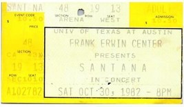 Vintage Santana Ticket Stub October 30 1982 University of Texas - £19.34 GBP