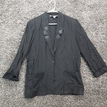 Vintage Sag Harbor Blazer Jacket Shaket Women 8 Black Light Weight Cotta... - £6.51 GBP