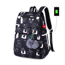 black flower school backpack for girls women travel laptop backpack usb charging - £40.58 GBP