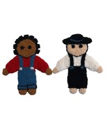 Vtg Punch Needle People Kids Amish Black Embroidery Patch Art Unique Lar... - $273.23 MXN