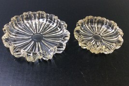 Hazel Atlas Nesting Ashtray Clear Copper Glow Lot of 2 Fluted 5 1/2" & 4 1/2 - $29.65