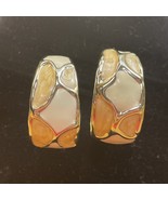 Vintage Gold Tone Cream Beige Hoop Dangle Drop Earrings Estate Jewelry F... - €8,46 EUR