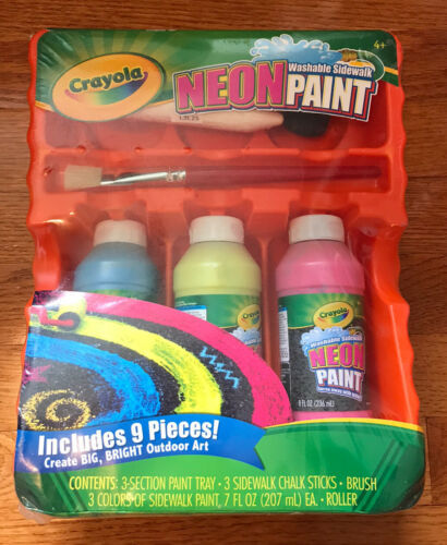 Crayola Washable NEON SIDEWALK PAINT SET Chalk Driveway Art-work Childrens Kit - $24.72