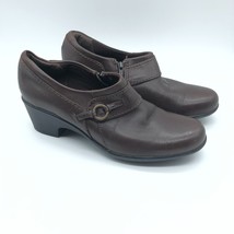 Clarks Collection Womens Clogs Slip On Leather Block Heel Brown Size 8.5 - $24.00