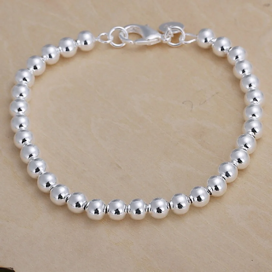 925 Stamped silver Bracelets  fashion Jewelry charm women Chain lady wedding 6MM - £16.37 GBP