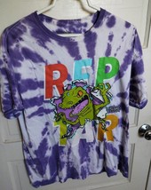 Official Rugrats Reptar 100% Cotton Large Purple Tie-Dye White T-Shirt  - $10.00