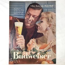  Budweiser Beer Vintage Magazine Print Ad 1957 Where There's Life There's Bud - $6.62