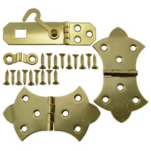 1-3/4&quot; x 3-1/16&quot; Antique Brass Plated Steel Hinge &amp; Hasp Kits (2 pcs.) - $14.89