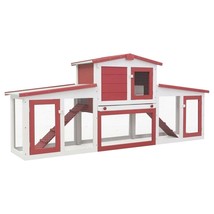 vidaXL Rabbit Hutch Red Solid Fir Wood Large Doors Hutch Rectangular - $377.80 CAD