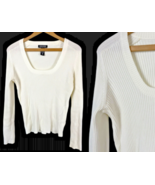 New York &amp; Company Ribbed Sweater Top Crop White Knit Preppy Coastal Old... - €34,22 EUR