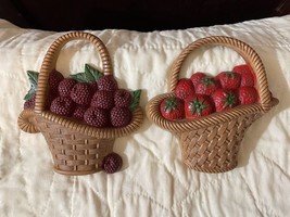 Pair of Burwood Fruit Basket Wall Decor Strawberry Basket Raspberry Basket 1985 - £11.57 GBP