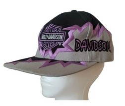 Harley Davidson Snapback Hat Purple Shockwave Cap 90s Judys Closet Jagged Edge - £164.76 GBP