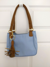 Light Blue Purse Handbag  Brown Detachable Tassel Key Fob   - £8.70 GBP