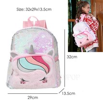 Shiny Rose Unicorn Sequins Backpacks for Girls Fashion Unicorn Cartoon Cute Outd - £27.38 GBP