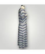 Vintage Handmade 1940s Dress Blue White Print Scalloped Collared Size 16... - £120.46 GBP