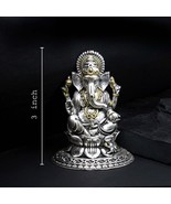 2D Pure Sterling Silver Oxidized Ganesha Idol religious Diwali gift - £159.69 GBP
