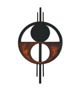 Mid Century Modern Wall Art, Geometric Wall Sculpture 50x30 Wood &amp; Metal... - $197.99