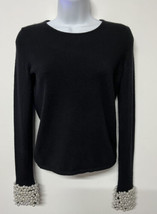 Belford Saks Fifth Avenue Women’s  Black pearl Design Cashmere Sweater S... - $101.57