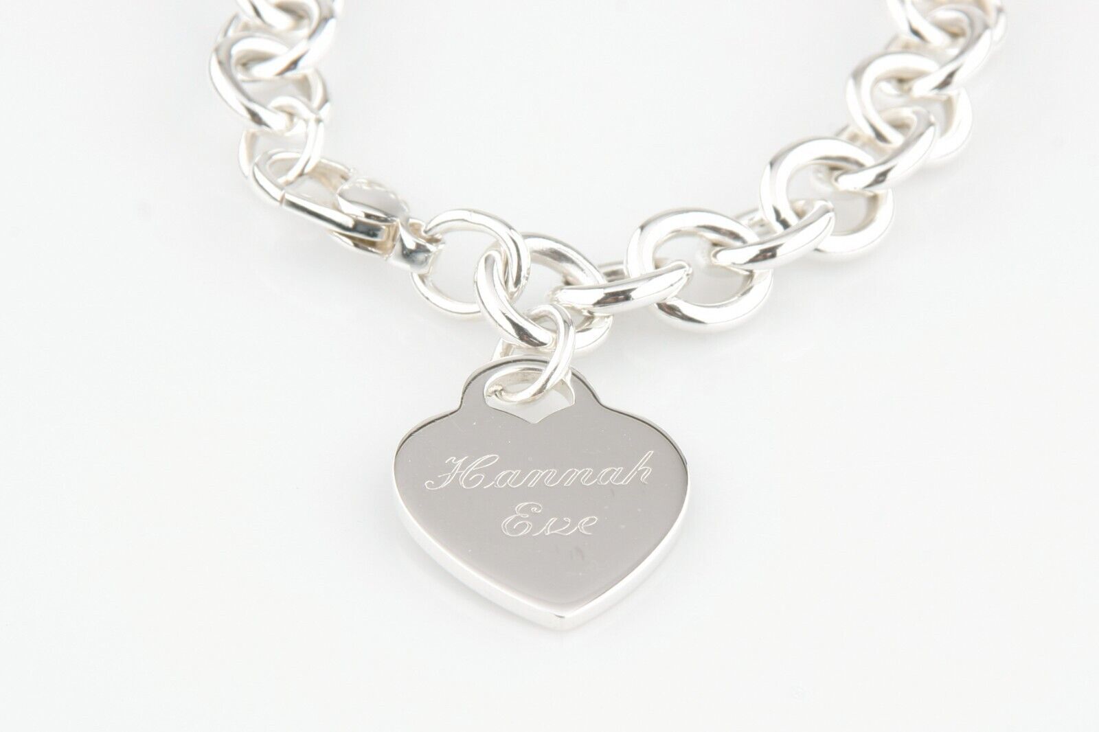 Tiffany & Co. Sterling Silver Blank Heart Tag Charm Bracelet 7.5" Engraved - $320.43