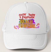 Beach Cowgirl Rootin&#39; Tootin&#39; &amp; Barefootin&#39; Trucker Hat - All White - $18.95