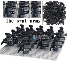 21pcs/set The Swat Miltary with Mask Shield Weapon Special force Army Minifigure - £29.13 GBP