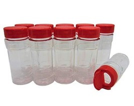 Small 2 OZ Clear Plastic Spice Container Bottle Jar With Red Cap- Set of... - £17.68 GBP