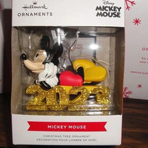 2023 Mickey Christmas Tree Ornament Gold Glitter by Hallmark Disney Collectible - £8.21 GBP