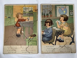 2 Vintage 12pc Puzzle Kenworthy Educational Service Girls Boy Dog Colds ... - £13.41 GBP