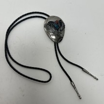 Turquoise And Coral Eagle In Flight Silver Bolo Tie - $49.95