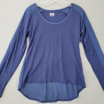 Converse Women Shirt Size S Blue Sheer Preppy Asymmetrical Long Sleeve Scoop - £9.35 GBP