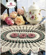 6 Crochet Delightful Pinwheel Pineapple Roses Lacy Doily Patterns - $244.35 MXN