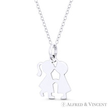 Kissing Boy &amp; Girl Love Celebration Charm 22x14mm Pendant in 925 Sterling Silver - $19.95+