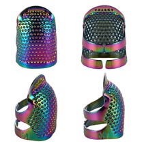 4Pcs Metal Dazzle Color Sewing Thimble Finger Protector, Adjustable Finger Shiel - £10.37 GBP