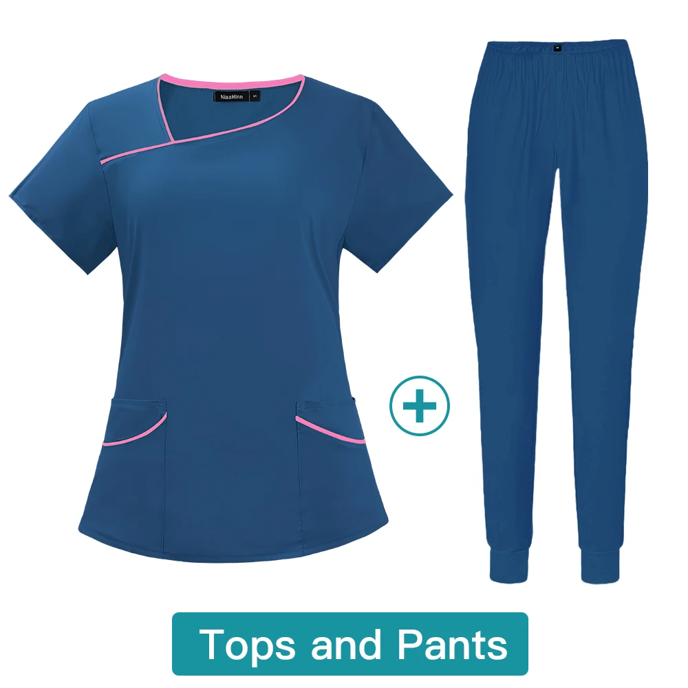 Sporting Stretchy Fabric Jogger Nursing Uniforms Medical Scrubs Hospital Uniform - £35.97 GBP