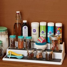 Kitchen Shelf Spice Jar Rack Holder Organizer Storage 3 Tier Plastic Counter Bar - £25.87 GBP